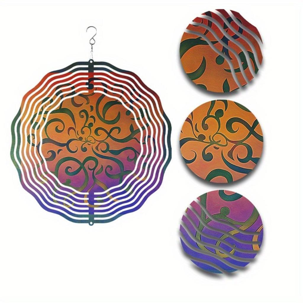 360 Degree Hanging Hook 10 Inch Metal Wind Spinner Vibrant Rainbow Art Design for Garden Patio Balcony Decor All Season Outdoor Gift