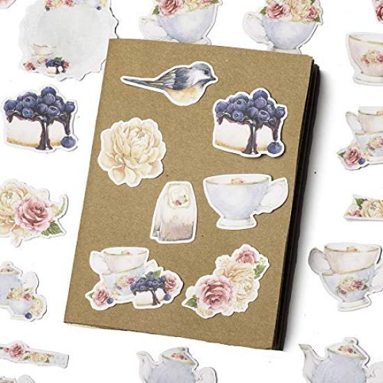 Navy Peony Elegant Tea Party Stickers and Stickers for Water and Journals (31-Count) - Cute, Water-Resistant, Long-Lasting Bottles, Laptops,