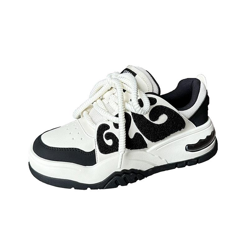 

2025 spring and summer new Internet celebrity versatile couple shoes ins tide color matching casual sports shoes platform white shoes 35 чёрный