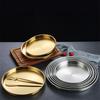 4 Sizes Deep Stainless Steel Meal Trays Round Dish Plates Barbecue Fruit Noodles Salad Mixing Dish Bowl Hotel Kitchen Tableware