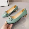 Single-shoe Women's Casual Pointy Women's Shoes with Shallow Mouth  Low Heel  Thick Heel and Soft Leather Flat Bottom In Spring and Autumn