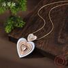 New Enamel Geometric Love Pendant Women's Fashion High Sense Heart-shaped Versatile Necklace