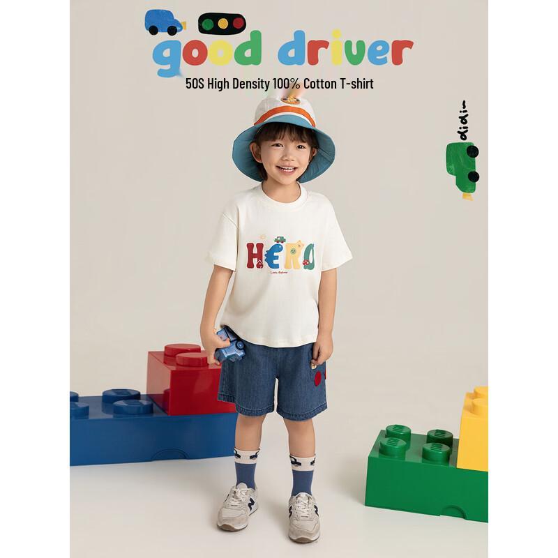 Boys  Summer Cartoon Print T-Shirt & Denim Shorts Set 130 cm