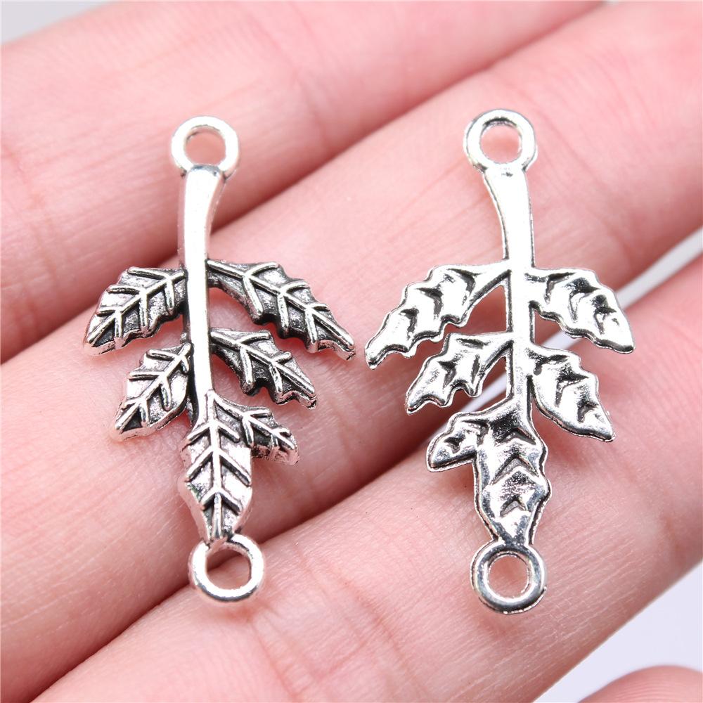 10 Stück Ast-Anhänger Antiksilberfarbene Ast-Anhänger Anhänger für Armbänder Baumblatt-Anhänger Schmuckherstellung