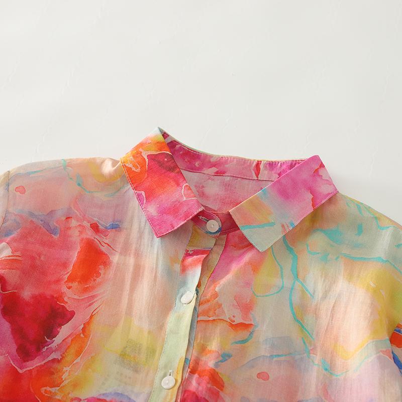 DIMANAF 2025 New Plus Size Women Tops Print Cotton Shirts Tees Casual Loose Blouse Autumn Long Sleeve