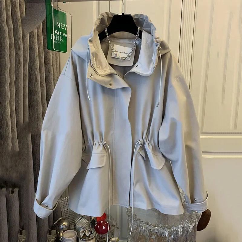 Fashion Spring Autumn Hooded Jacket Women Fashion Korean Loose Retro Windbreaker Coat Female Casual Outerwear Ladies Top