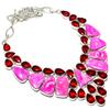 Pink Turquoise, Garnet Gemstone 925 Sterling Silver Jewelry Necklace 18" SU-9817