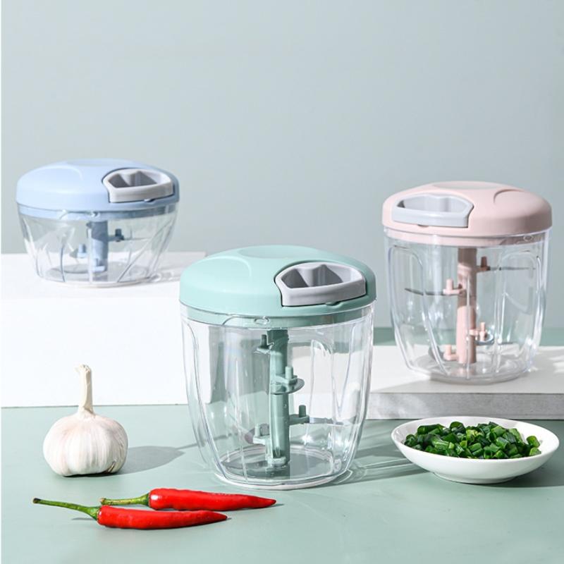 500/900 ml Repkvarn Grönsaksskärare Köksvitlöksdragare Hackad Vitlök Chili Fruktpuré Vitlöksblandare Roterande Matberedare