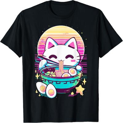 Anime Katze isst Ramen Japanische Ramen Katze Japan T-Shirt