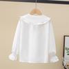 Spring & Autumn Girls' Cotton Doll Collar Long Sleeve Shirt - Casual Trendy Top for Kids