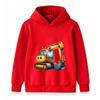Kids Hooded Sweatshirt Cute Cartoon Excavator Print Casual Long Sleeve Pullover Hoodie for Boys Girls Daily Wear