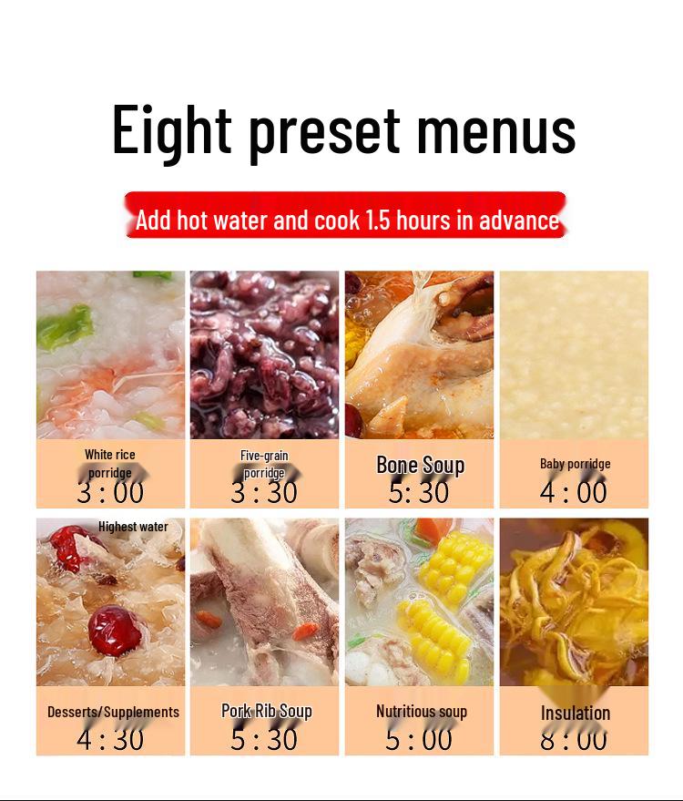 Vollautomatischer elektrischer Schongarer: Keramik-Suppentopf für Brei und multifunktionales Gesundheitskochen.