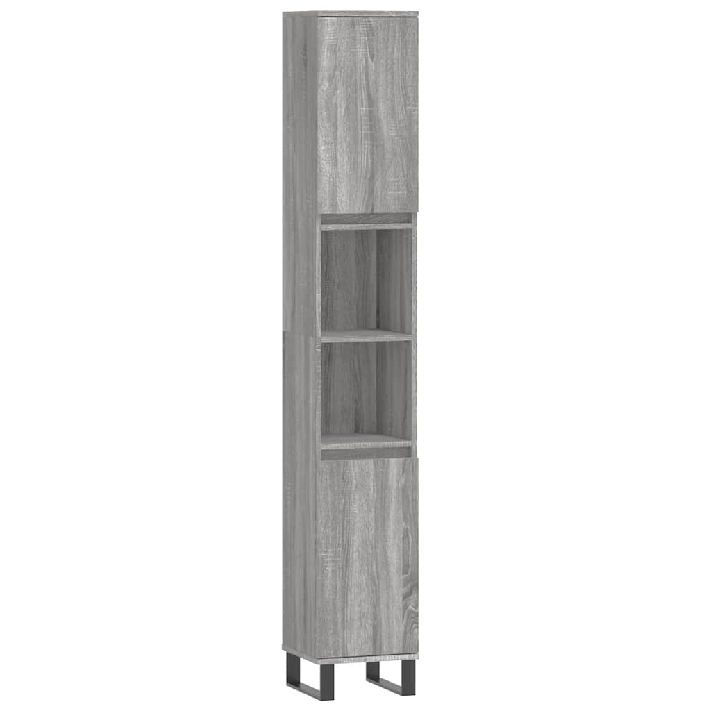 3 Piece Bathroom Furniture Set Grey Sonoma Wood Based Panel