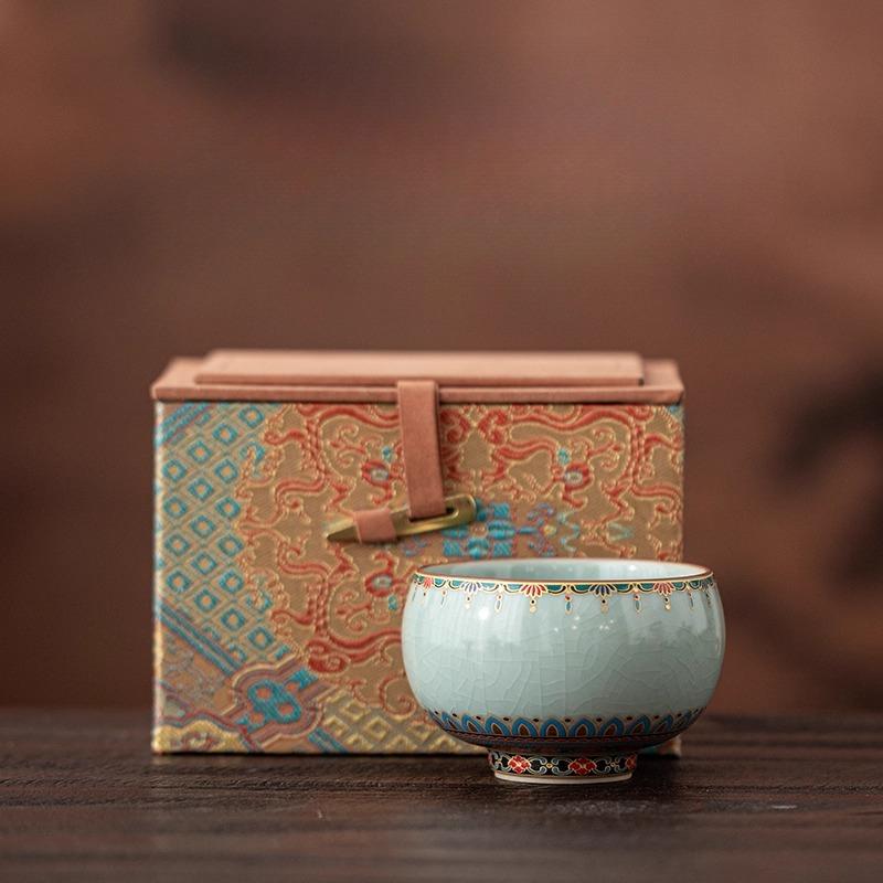 Dunhuang Merchandise Ru Kiln Meditation Cup Large Household Tea Master Cup Tea Cup Single High-end Teacup
