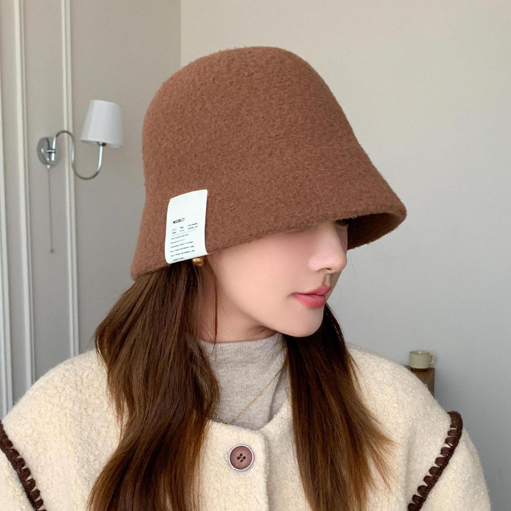 New Autumn and Winter Wool Fashion Hat for Women Outdoor Travel Fashion Korean Style Solid Color Simple Bucket Hat