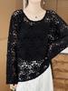 French Style Hollow Long Sleeve Cashmere Knit Sweater - Women's Autumn/Winter 2024 Collection Solid Color Top