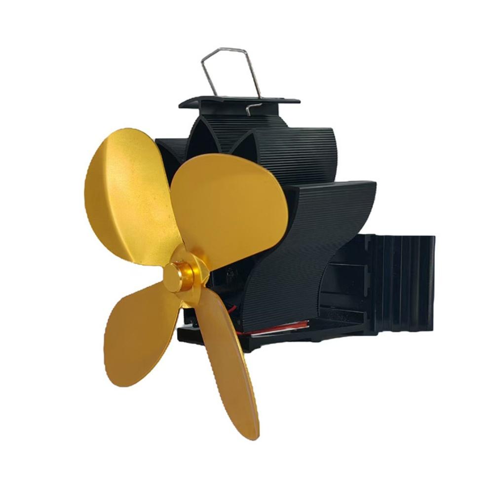 Wood Stove Fan Heat Powered Fireplace Fan Log Wood Burner 4 Blade Fireplace Fan Winter Warm Heat Distribution Aluminum Alloy