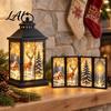 Winter Seasonal Lighting Interchangeable Crystal Lantern 4 Replaceable Holiday Scene Panels Night Light Cozy Fairy Light Lamp Theme Decorative