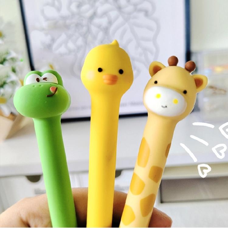 Practical Gel Pen Cartoon Character Shape Silicone Ergonomic Standing Pen Perfect for Writing Fun and Smooth Inks Flows