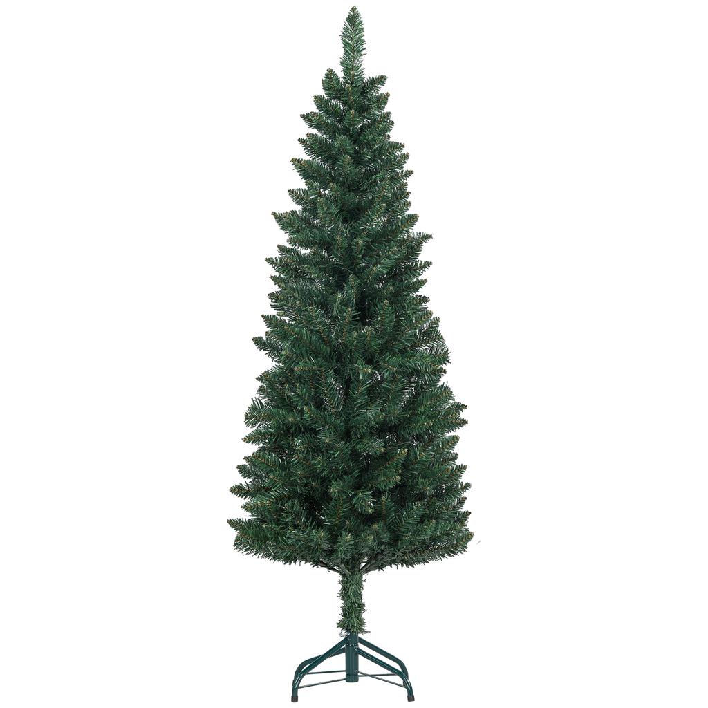 150cm Pencil-Shaped Christmas Tree with Foldable Base and 317 Branches for Bedroom or Office (Green)