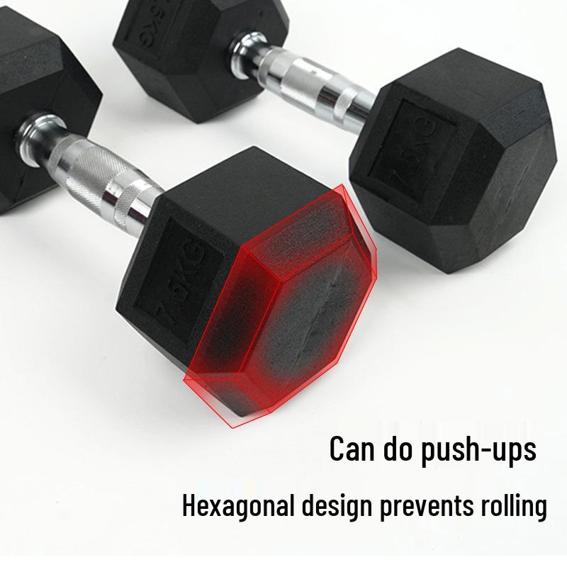 Hexagonal Fixed Dumbbell with Rubber Coating for Commercial Gyms - Ideal for Personal Trainers and Arm Strength Training.
