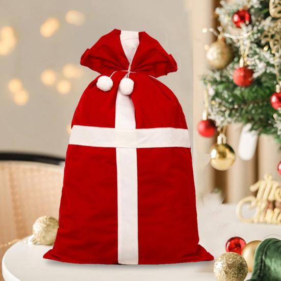 Vánoční sametový pytel Santa se stahovací šňůrkou Červený pytel na dárky Santa Velký pytel na balení dárků pro vánoční dárek Párty potřeba