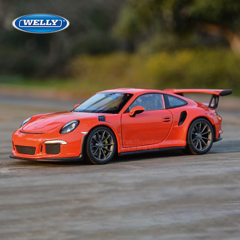 WELLY 1:24 Porsche 911 GT3 RS Blue Car Alloy Car Model Simulation Car Decoration Collection Gift Toy Die Casting Model Boy Toy