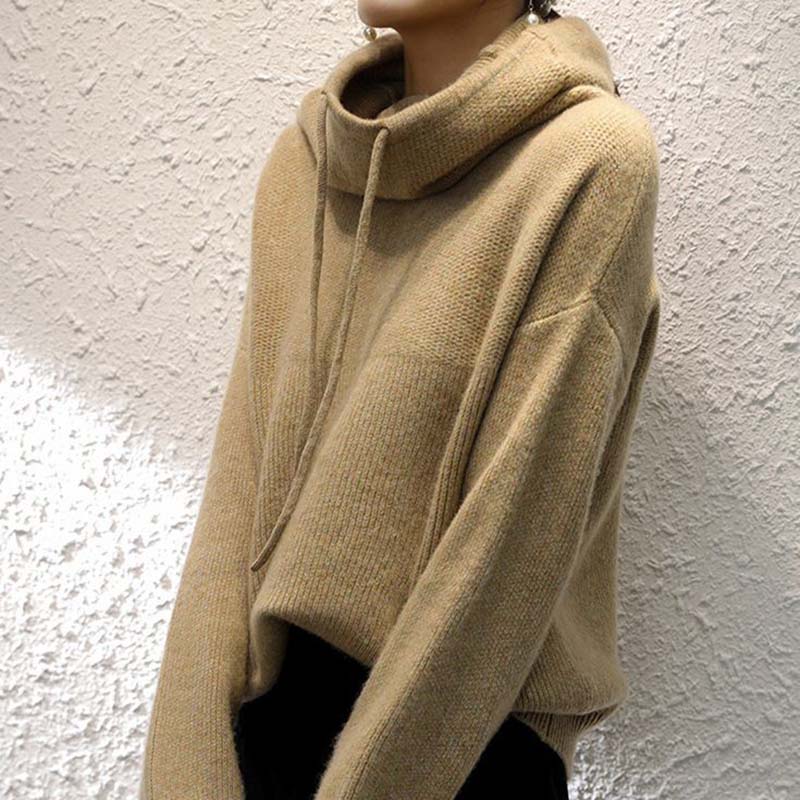 Sweater for Women Autumn Winter Thickened Warm Knitted Stretchy Long Sleeve Pullover Tops