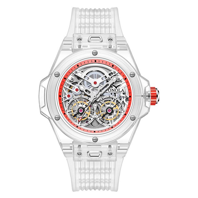 New TOP Brand Luxury Men's Watch With Box Double Flywheel Automatic Silicone Waterproof Men's Mechanical Watches