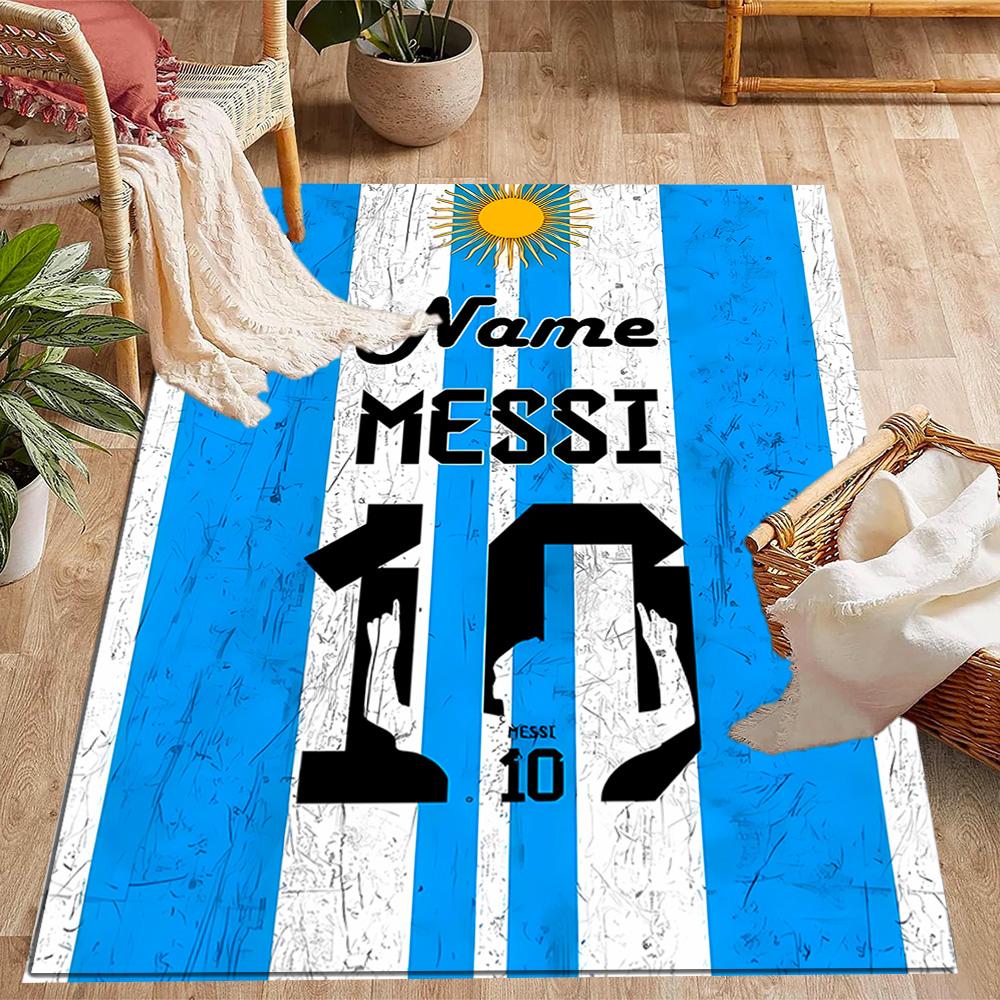 Messi's Celebration Moment Personalized Name Carpet Design for Dining Room Decorate room Hallway Kitchen Anti-slip Rug Anime Office Decor