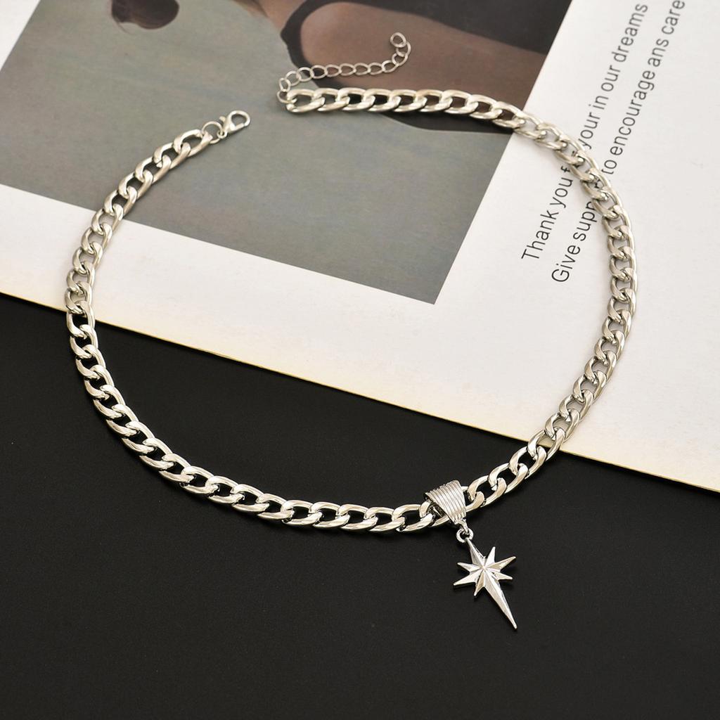 Hip Hop Necklace Accessories Women's Simple Octagram Personality Cuban Thick Chain Niche Clavicle Chain