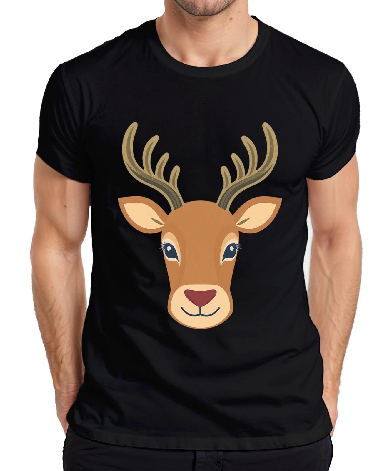 Hirschkopf Rehkopf Niedlich Kinder Waldbewohner Tiermotiv Boho Herren T-Shirt S