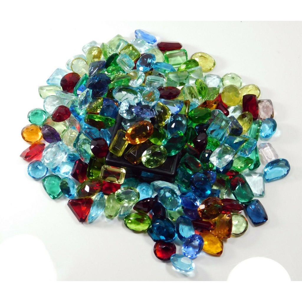 500 Ct Lab-Created Topaz  Loose Gemstone CERTIFIED Mix Color & Shape Lot