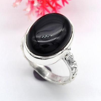 Natural Black Onyx Handmade Ring For Christmas Gift 925 Sterling Silver Jewelry
