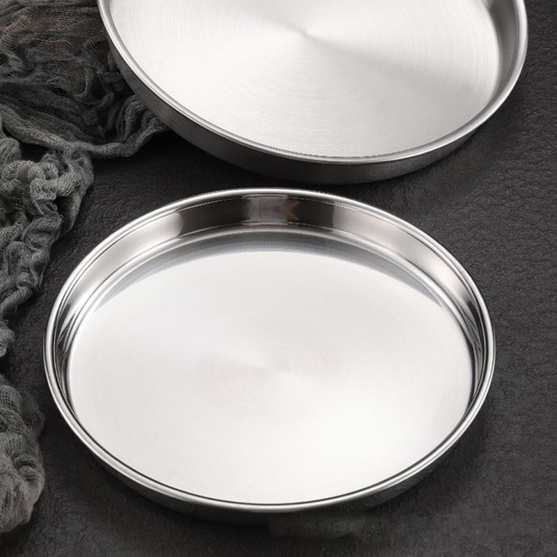 Piatto in Acciaio Inossidabile 304 Stile Coreano, Fondo Piatto, Vassoio Ispessito, Piatto per Cuocere al Vapore Polvere di Salsiccia, 1 Pz