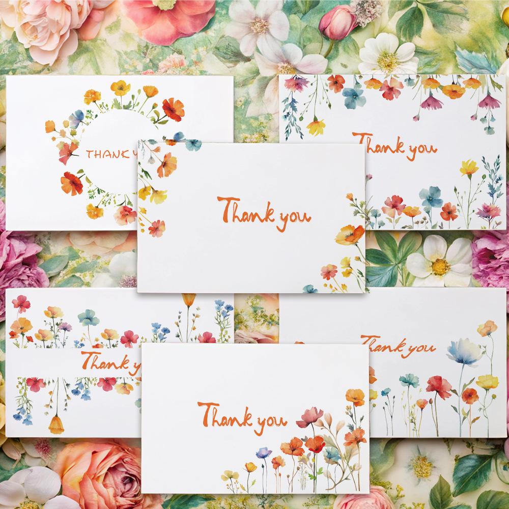 12Pcs Bohemian Wildflower Greeting Card with Envelope - Floral Thank You Card for Wedding, Birthday Party, Blank Note Card