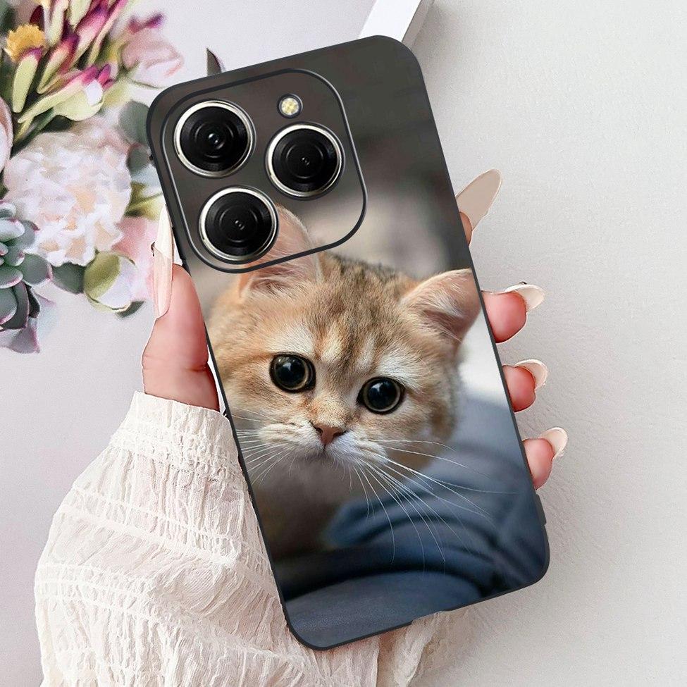 For Techno Spark 20Pro KJ6 Back Cover For Tecno Spark 20 Pro Case Black Silicone Fashion Luxury Cute Cartoon Shockproof Bumper