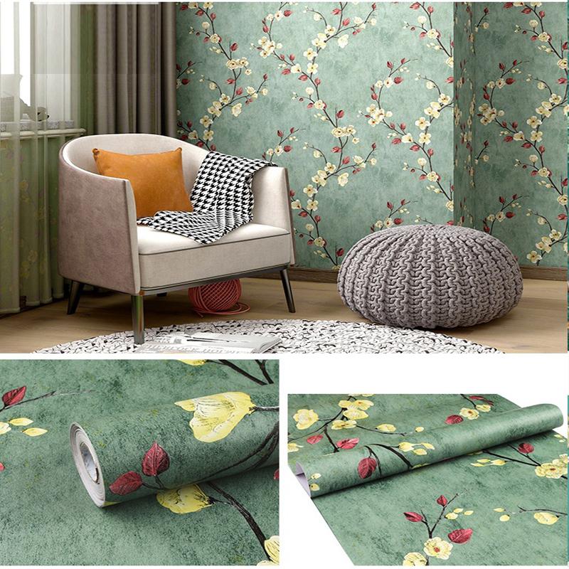 Black and White Flower Peeling Wallpaper Flower Detachable Self-adhesive Contact Wallpaper Flower Bird Wall Decoration Wallpaper
