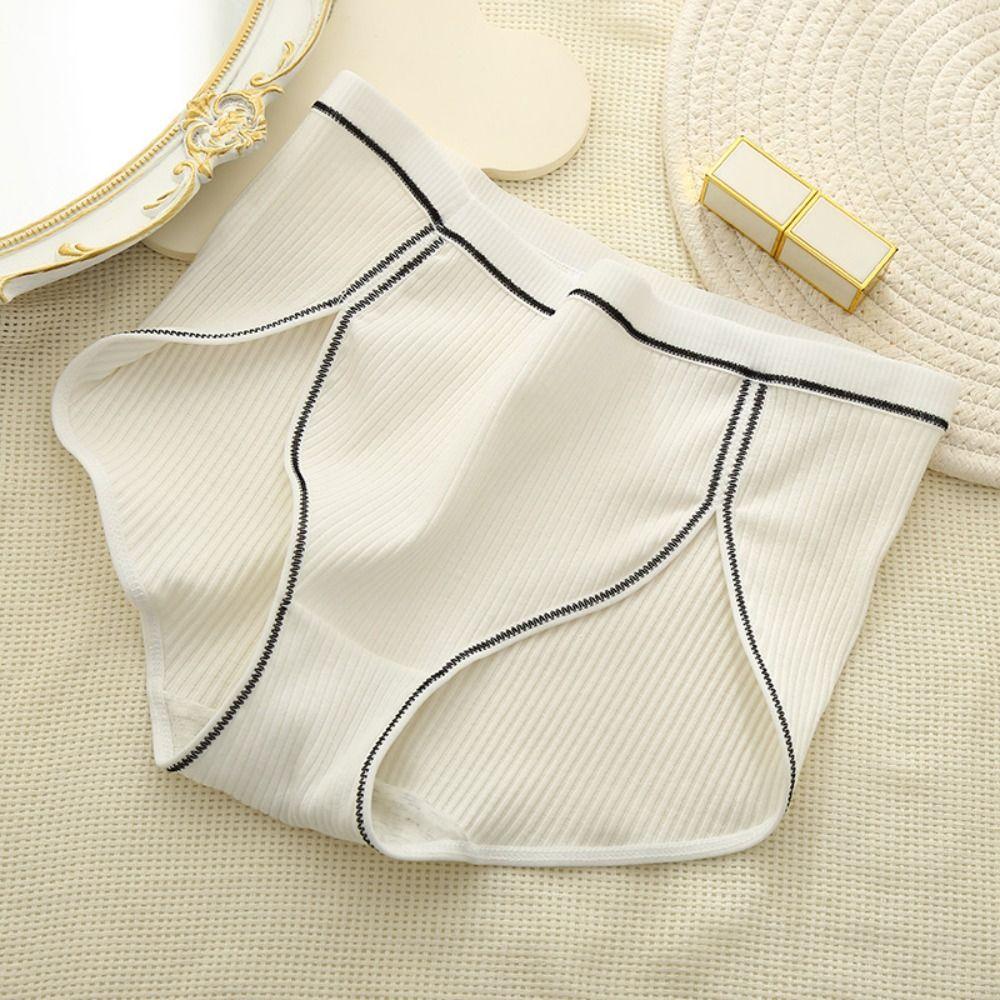 3Pcs Simple High Waist Threaded Panties Thin Cotton Crotch Seamless Briefs Underpants Lingerie Underwear for Women Gifts