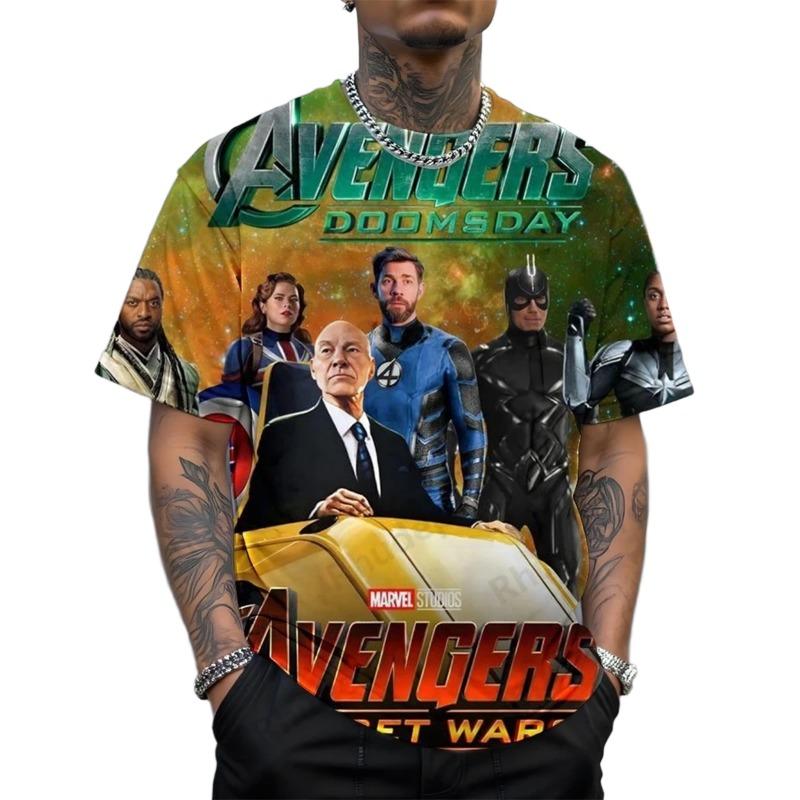 2026 Summer Disney New Men's Fashion Loose Avengers Printed Round Neck Short Sleeve T-shirt Casual Daily Top