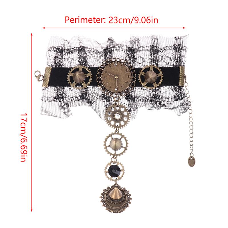 Model Gothic Steampunk Lace Cuff Arm Bracelet With Ring Black Accessories For Woman Gifts