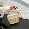 Fashion Versatile Woven Summer Seaside Bucket Bag Women's Leisure Personality Niche Design Striped Beach Messenger Bag