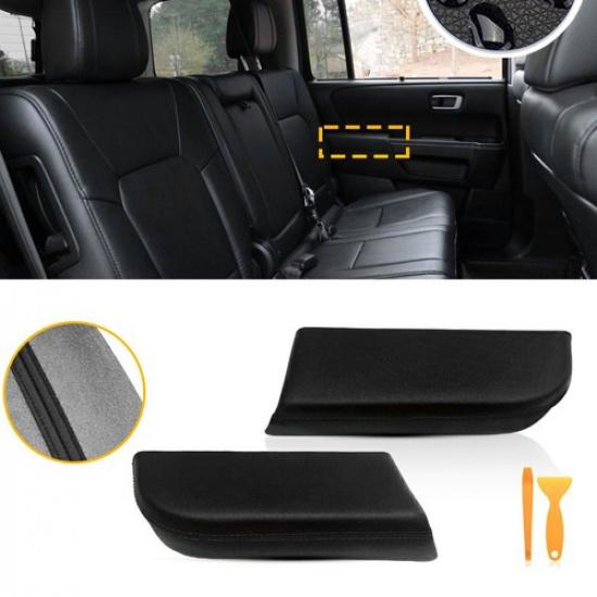

Fit 2009-2015 Pilot Rear Honda Door Cover Armrest Panels Black Microfiber Lether