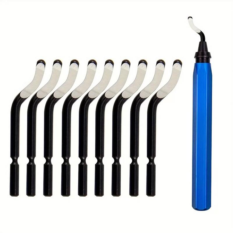 

11pcs High Speed Steel Swivel Blades Burr Removal Tool for Metal Resin PVC Pipes Copper Plastic Aluminum Deburring Tool Set with синій
