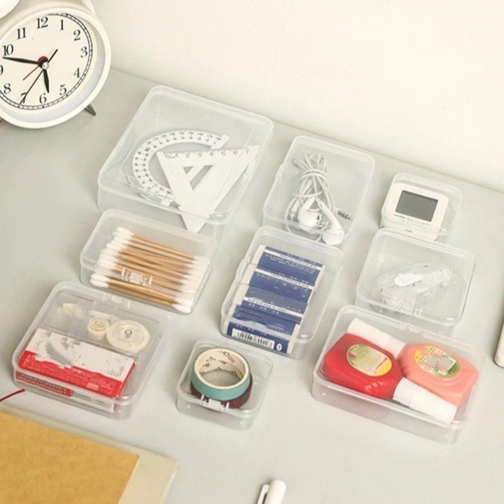 Rectangle Plastic Jewelry Case Flip Cover Sewing Storage Box Small Items Storage