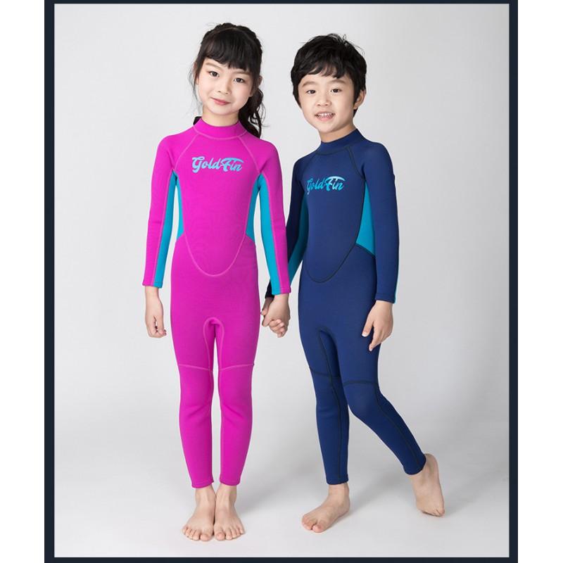 Kids Neoprene Wetsuit Diving Snorkeling Swimming Thermal Protection UV Sunscreen Long Sleeve Full Body Suit