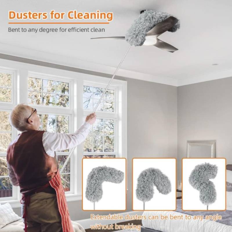 Duster Microfiber Kit With Scalable Handle Household Cleaning Sweeping Tools