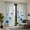 2 Pieces of HD Plain Blue Flower Decoration Curtain White Digital Printed Curtain Home Decoration Style Decoration Living Room B