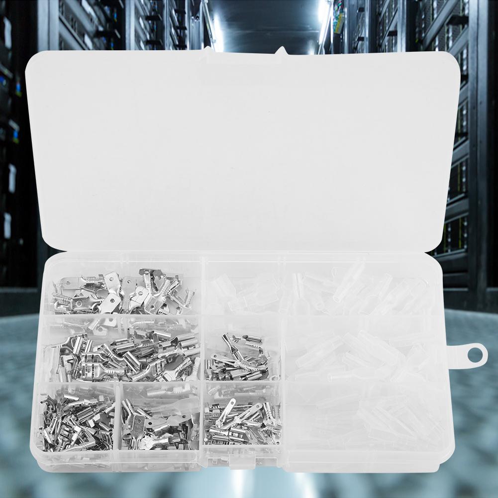 270 STÜCKE Stecker- und Buchsen-Flachsteckverbinder-Crimpverbinder-Set 2,8 mm 4,8 mm 6,3 mm