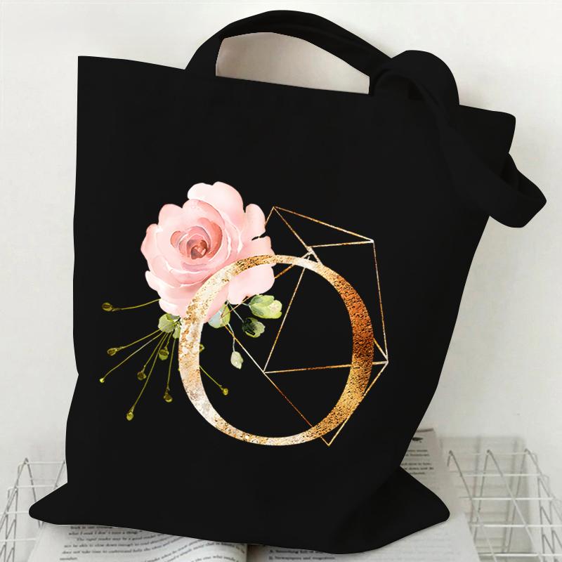 Print Canvas Bag Women's Shoulder Bag Fashion Floral Letter Ladies Hand Bags Alphabet Tote Bag